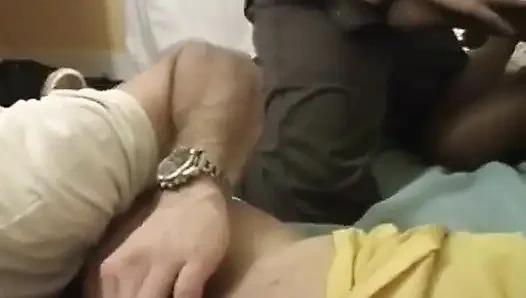 Ebony teen and inked slut sucking dicks and getting anally slammed in vintage orgy