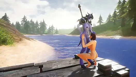 Futa Draenei Fucks a Girl's Ass next to a Lake : Warcraft Porn Parody