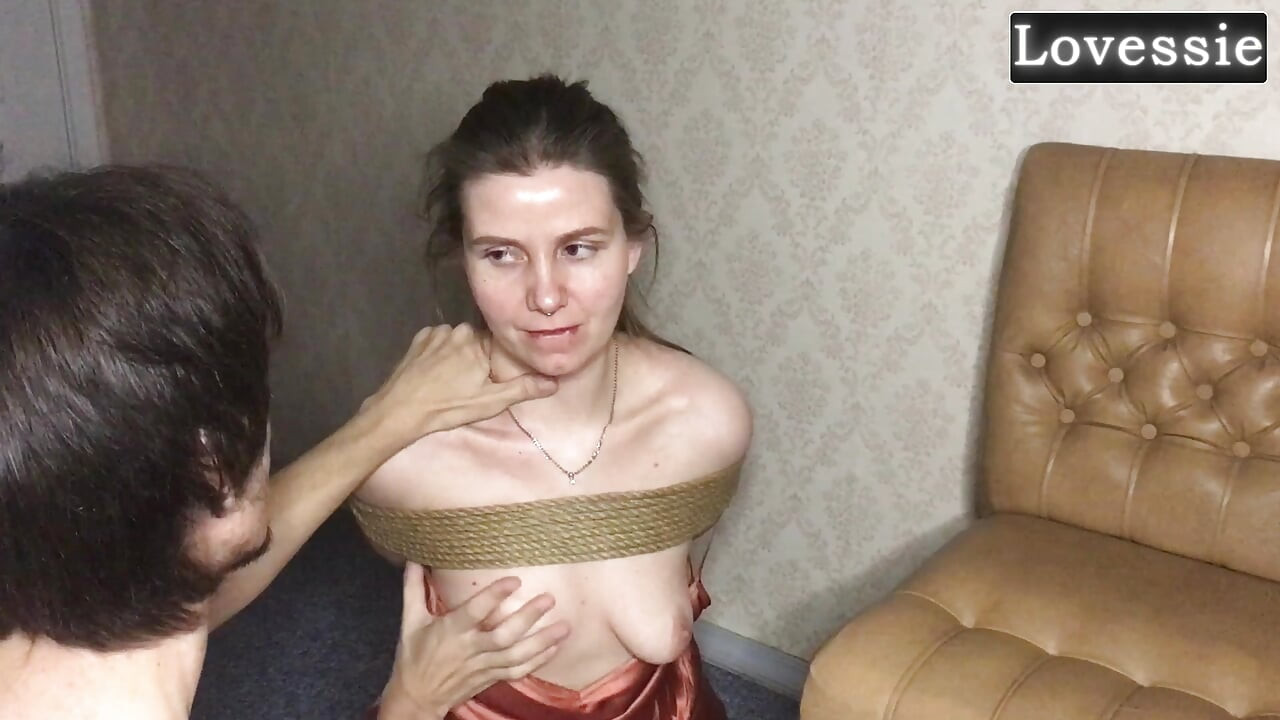 Bound, Hot, Long-Haired Russian MILF - a deep, sloppy blowjob and a hard doggy-style fuck - Lovessie