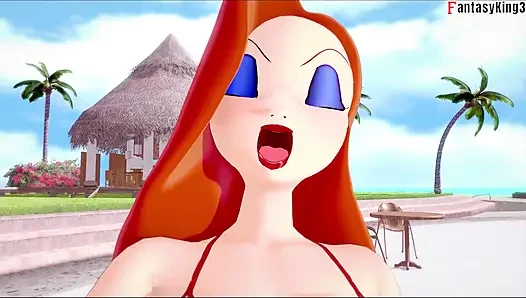 Jessica rabbit trägt einen bikini, pOV-sex