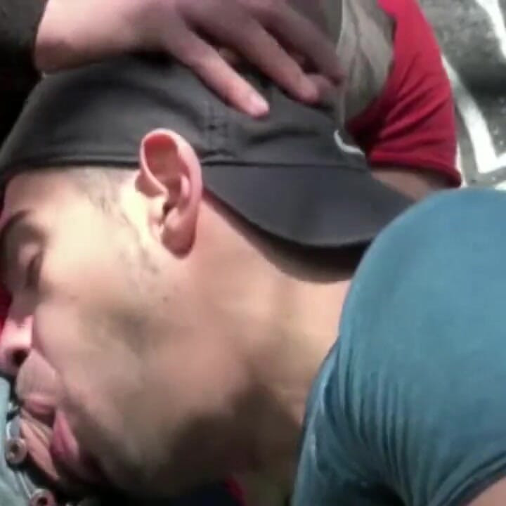 Muscle boy fucked in exhib cruising place by top