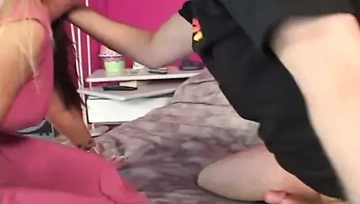 Blonde with a huge rack gets her pussy eaten then fucked by a hunk