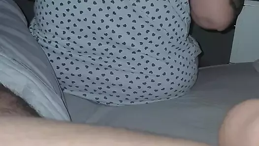 Step mom saw step son big erection and blowjob and swallow his cum