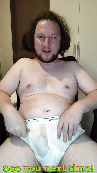 Verbal tease and cum in white Jockey Y-front full rise briefs