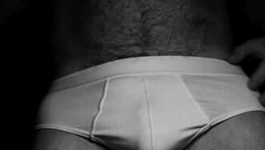 Daddy in briefs plays with his bulge