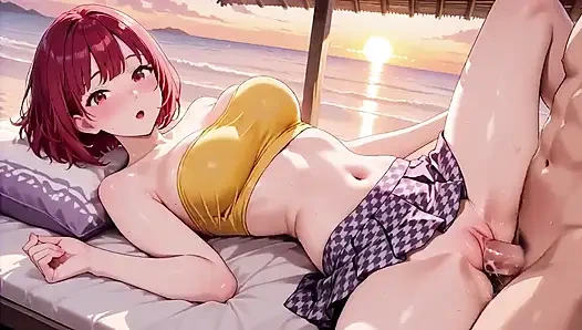 Bu kızıl saçlı hentai hatun gün batımında ne kadar derine alıyor bilemezsin