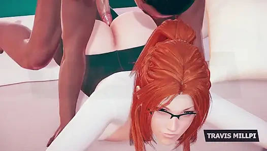 Мясистая рыжая профессор заползает в ваш офисный очки фантазии на, рубашка тугая, отношение шаловливая