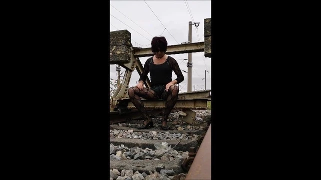 Cumshot at traintrack