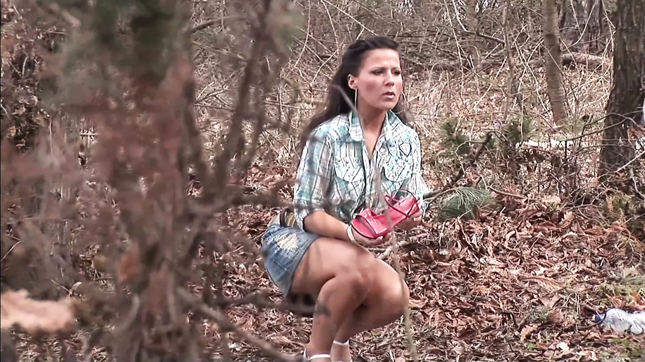 Masked man fucks woman in car in a forest hardcore