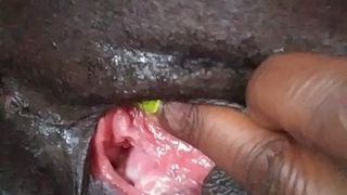 Ebony creamy gaping pussy