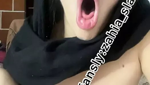 Arab Muslim girl addicted to sucking cocks drooling a lot