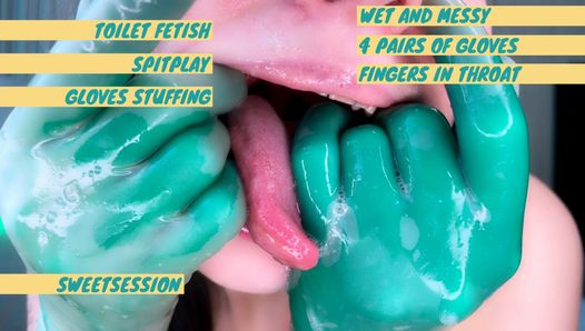 Schlampige, nasse und schmutzige chirurgische handschuhe teaser
