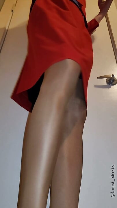 Red flight attendant uniform