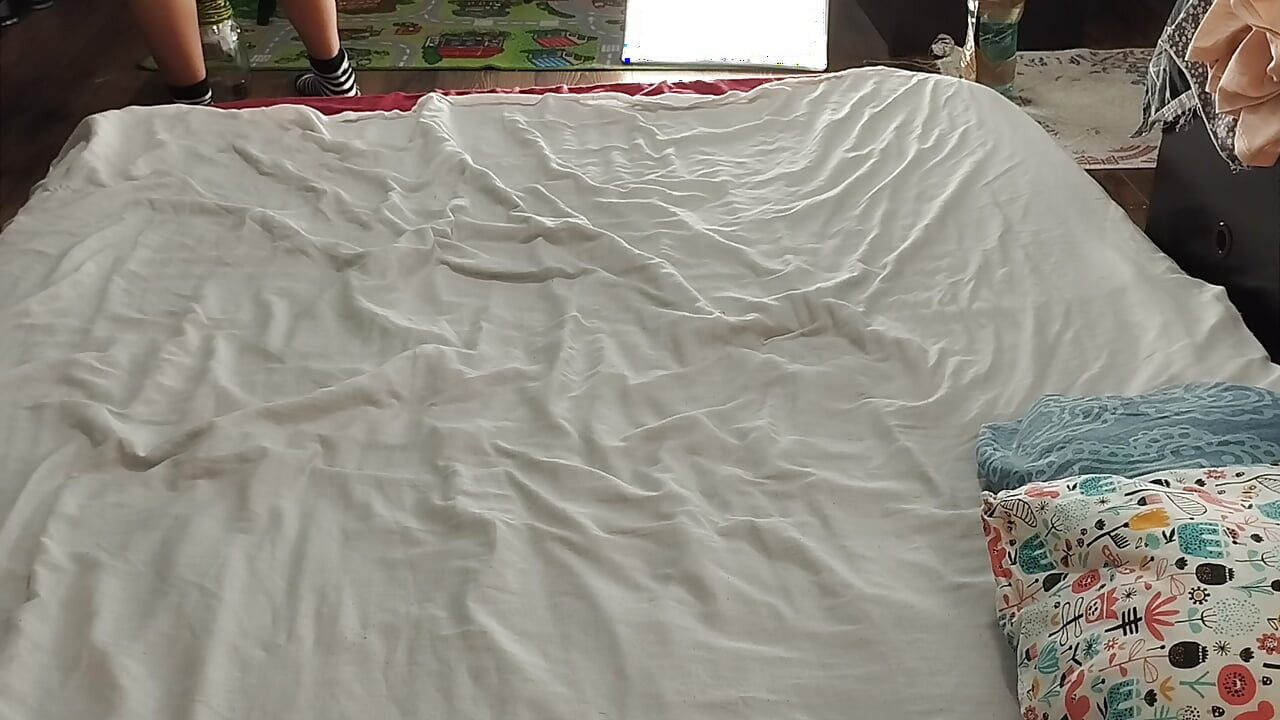 Sexy mom massages herself. Wife hairy pussy, big ass