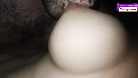 Sucking My Wife's Big Natural Breasts While Gently Fucking Her Tight Pussy - YELOLY SEX DOLL