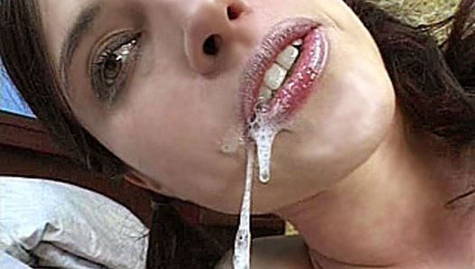 Geile Amateur-Teen-Freundin selbstgedrehtes Sperma im Mund