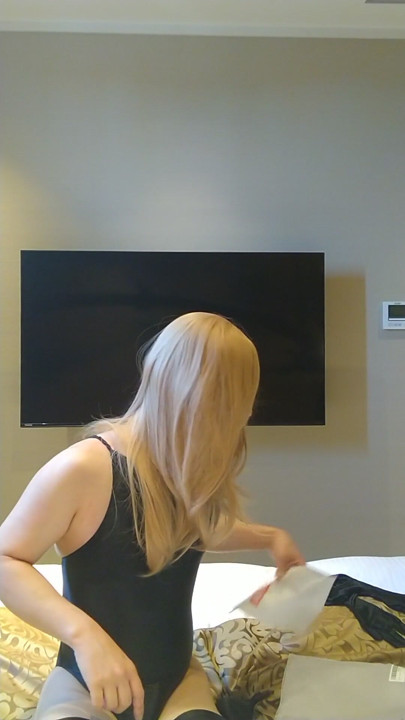 A blonde cross-dressing boy masturbated in a swimsuit | Clip 2
