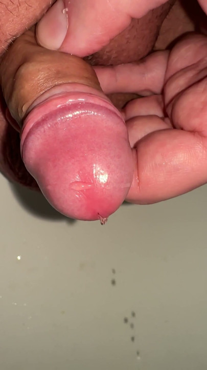pee play with my little foreskin dick | Clip 1