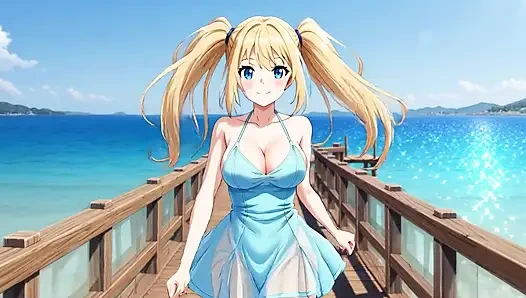 londe Bombshell's Waterfront Wank: Breast Bounce and Dripping Clit Rub