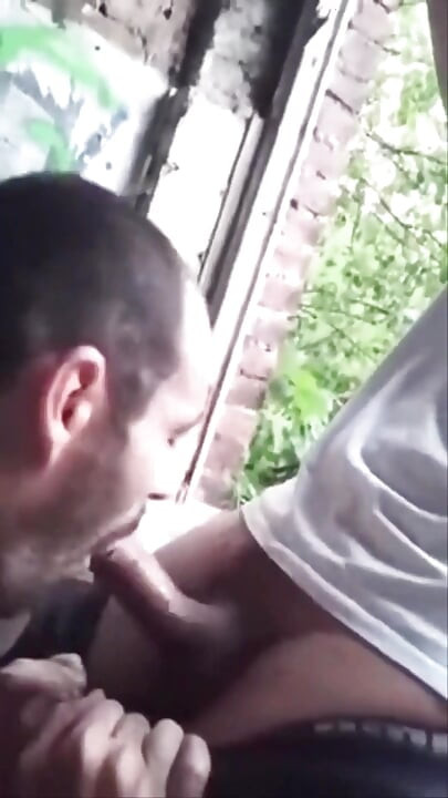 A Dude Is Jerking off in an Urban Exploration Setting and Gets Caught by a Blowjob Artist.