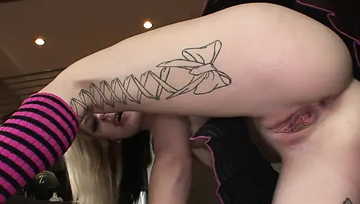 Sweet blonde in the clutches of a wild black stud