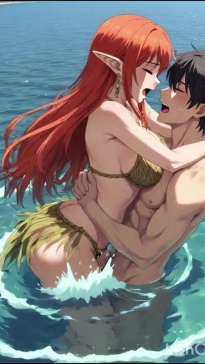 Pelirroja de anime hentai folla en el agua | Clip 2
