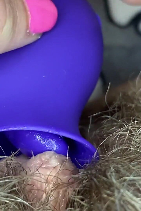 Extreme closeup big clit licking toy orgasm hairy pussy