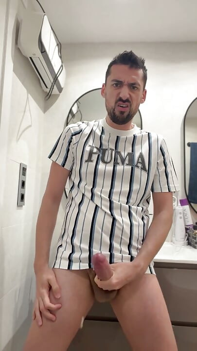 Hot Stepdaddy Wanking off in Public Bathroom