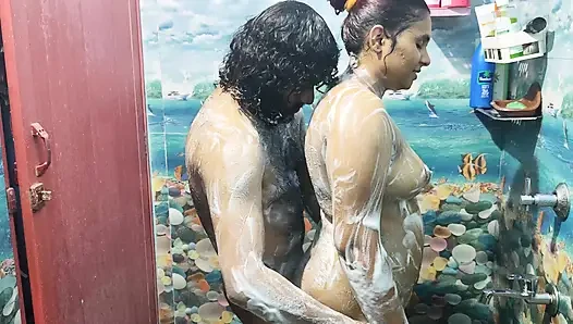 Bath romance with hand job ans penis rub on ass