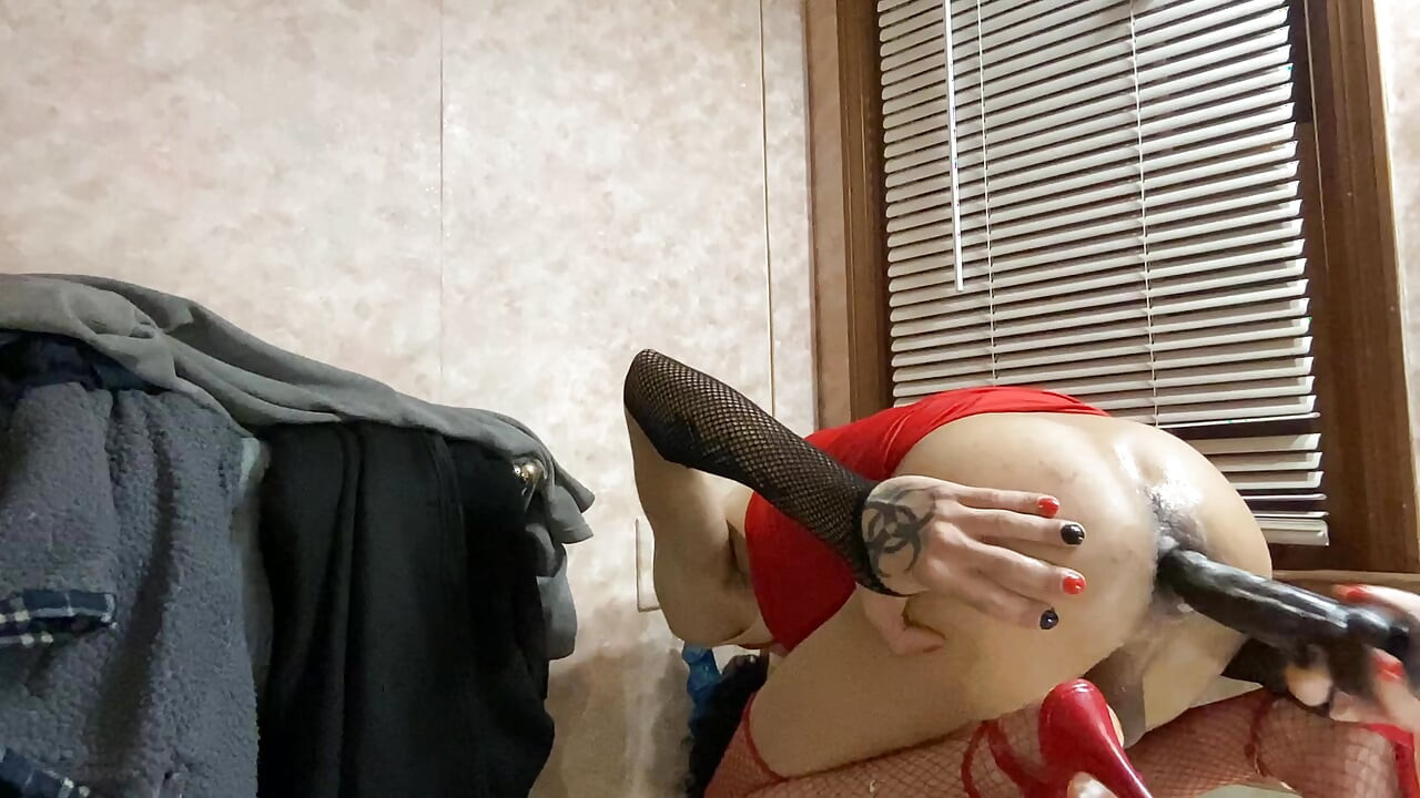 Red sissy slut bimbo naughty buttfuck