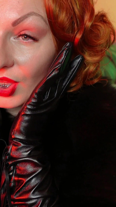 Sexual pin up Arya, ASMR video with long black gloves