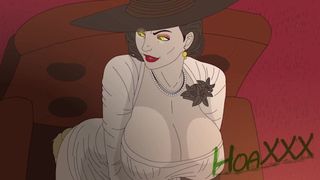 Resident evil village - lady d seduta in faccia cartone animato