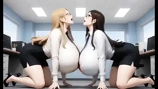 Офисные сиськи лесбиянки, Ai Анимация