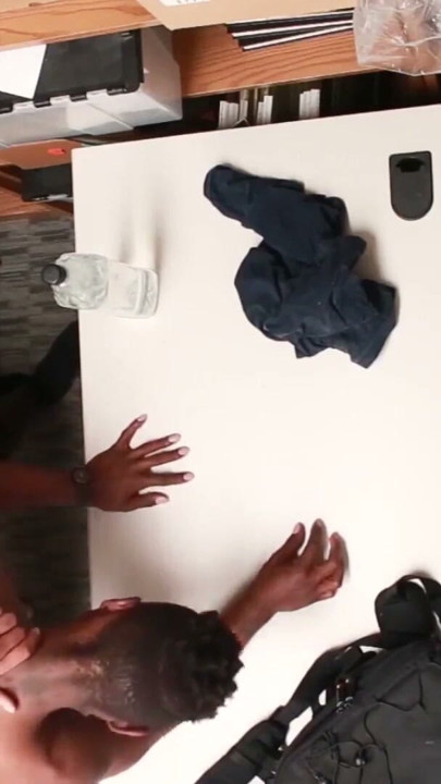 Security officer fucks a tanned black dudes tight hole hard | Clip 1