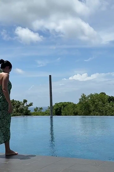 Sunbathing at the Public Pool in Micro Bikini, Boobs, Pussy