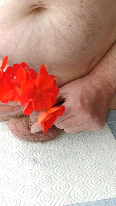 Painting cock insert flowers in my peehole, torture, cum