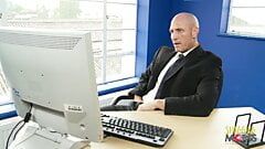 Bald dude fucking a blond secretary in the office