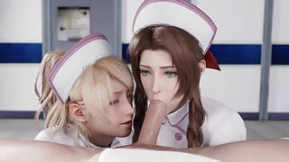 Enfermeira Luna e Aerith chupando pau grande