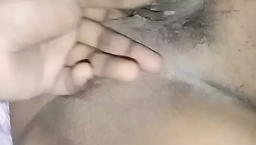 I pushed my wife onto the bed and grabbed her hips and squeezed them.