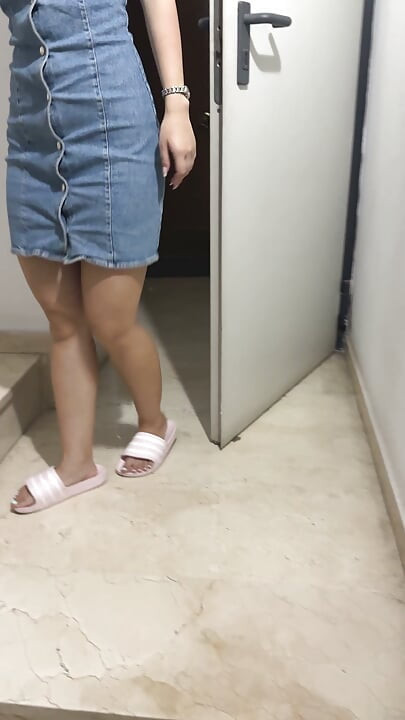 Met my Asian neighbor at the stairs, she is not wearing panties so I creampied her