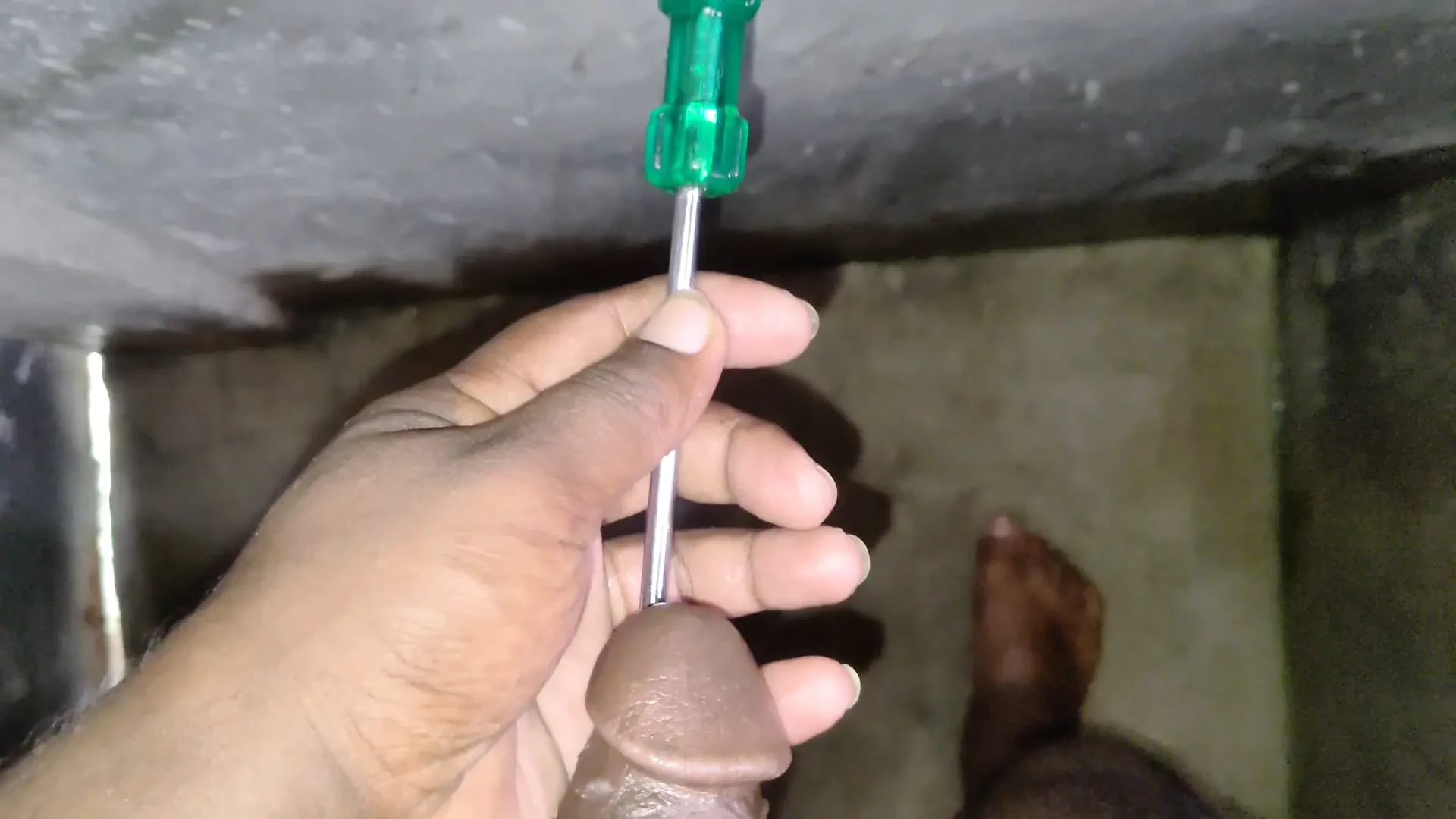 This summer boy play with Air pod and  screwdriver  Masturbation