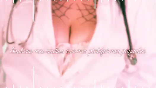 Доктор с большими сиськами, пустые яйца - доение французского медицинского члена