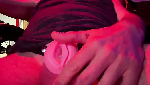 Cumming in Sissy Pussy Chastity Cage