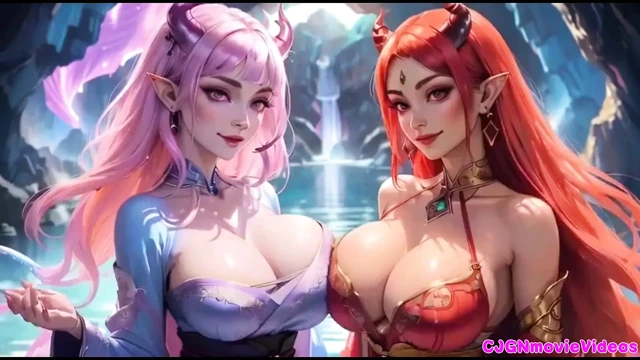Lesbians kiss together, Ai animation