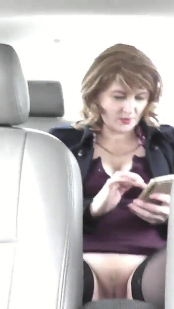 Memorable moment from "Public nudity. Naked in public. No panties under skirt Without panties. Taxi driver carries sexy"