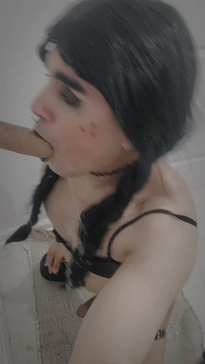 Goth Sissy Sloppy Blowjob Part 2