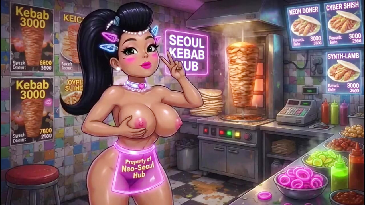 Funny Cartoon Girl Topless, Ai Animation