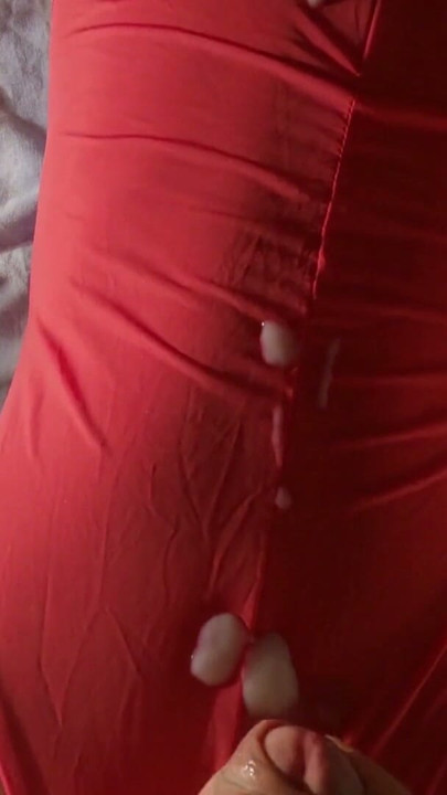 Double cumshot...my poor red bodysuit filled with cum | Clip 1