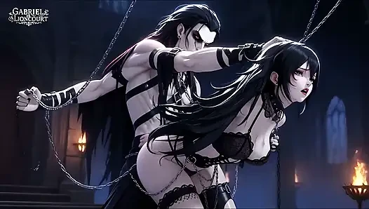 Goth Girl Bound by Vampire Lord - BDSM Monster Hentai