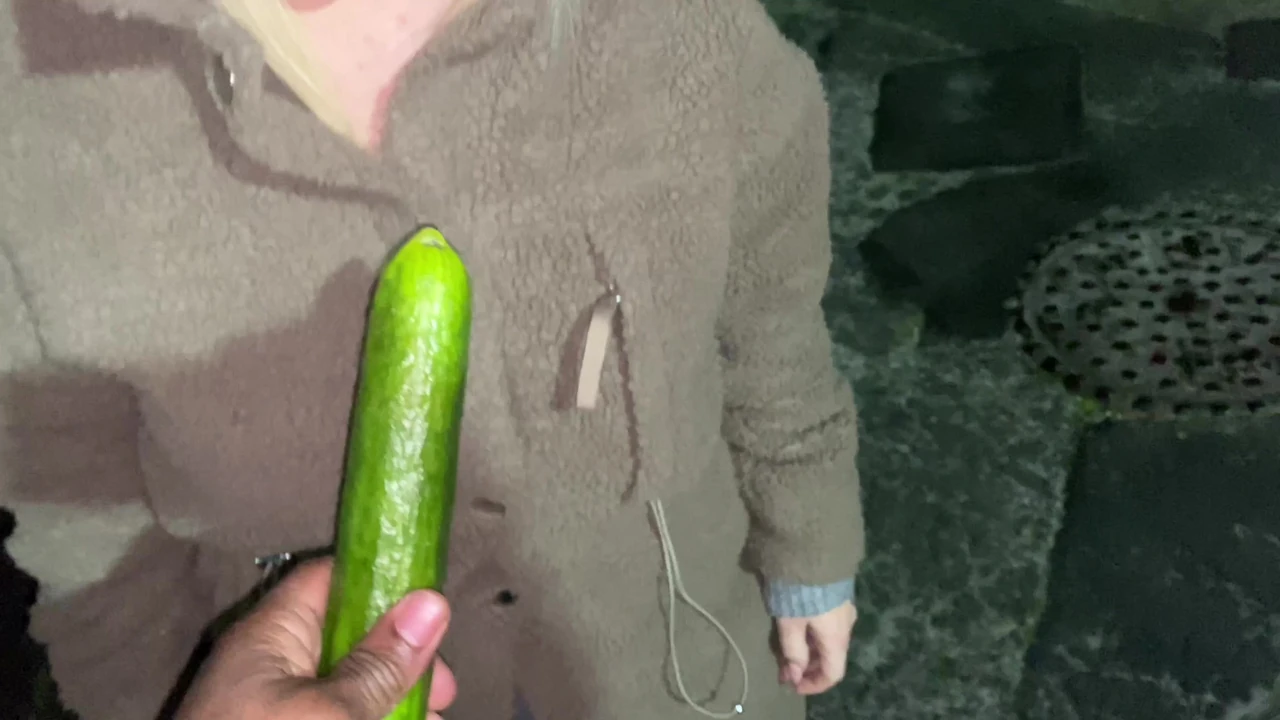Offed a cucumber to eat is she sticks it up her pussy first